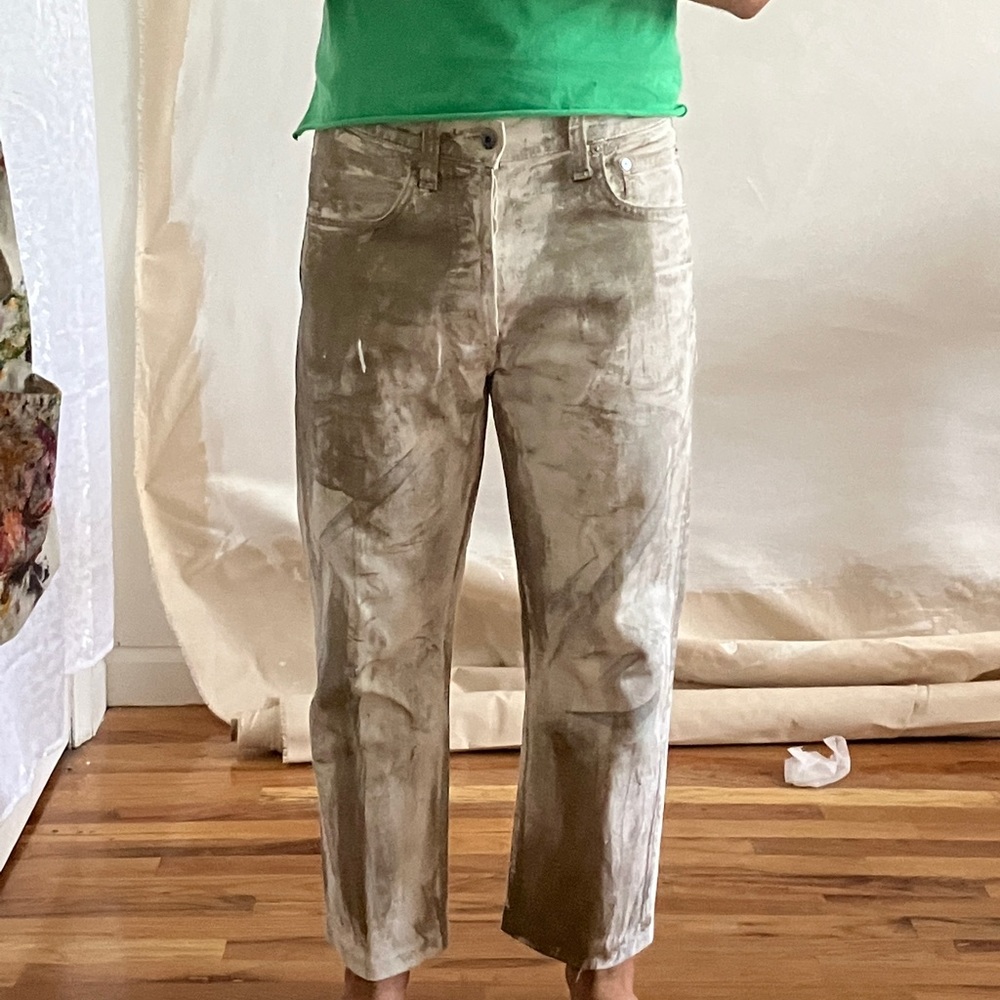 Helmut Lang jeans white silver coated